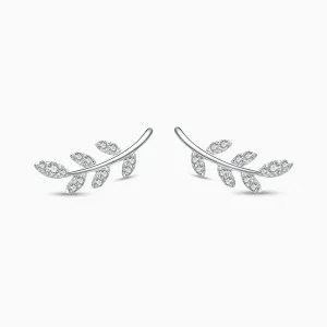 Sparkling Leaf Stud Earrings