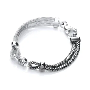 Sterling Silver & Ruthenium Mesh Bracelet