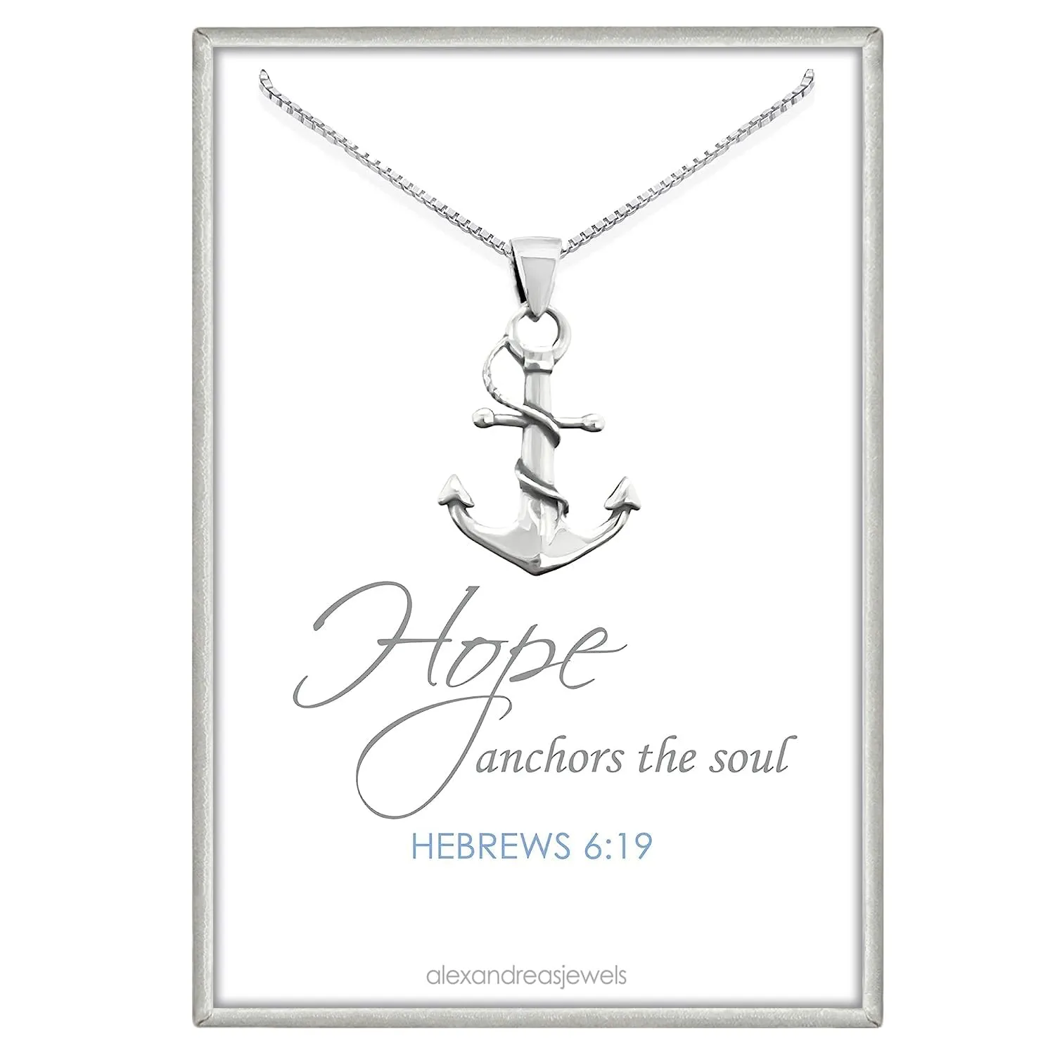 Sterling Silver Anchor Necklace for Women, Inspirational Necklace, Motivational Necklace (18 inches)