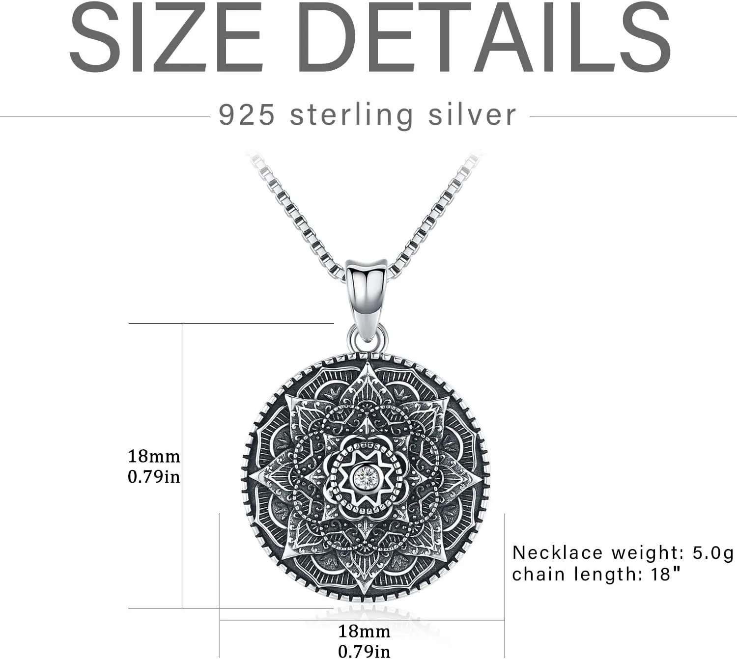 Sterling Silver Mandala Necklace Flower of Life Pendant for Women 3D Blooming Mandala Jewelry with 18" Chain