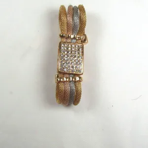 Tri-colored Multilayer Mesh & Rhinestone Bracelet