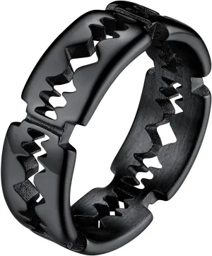 U7 Men's Punk Ring Stainless Steel Black Gold Color Signet Ring, Cool Costume Rings -with Gift Box