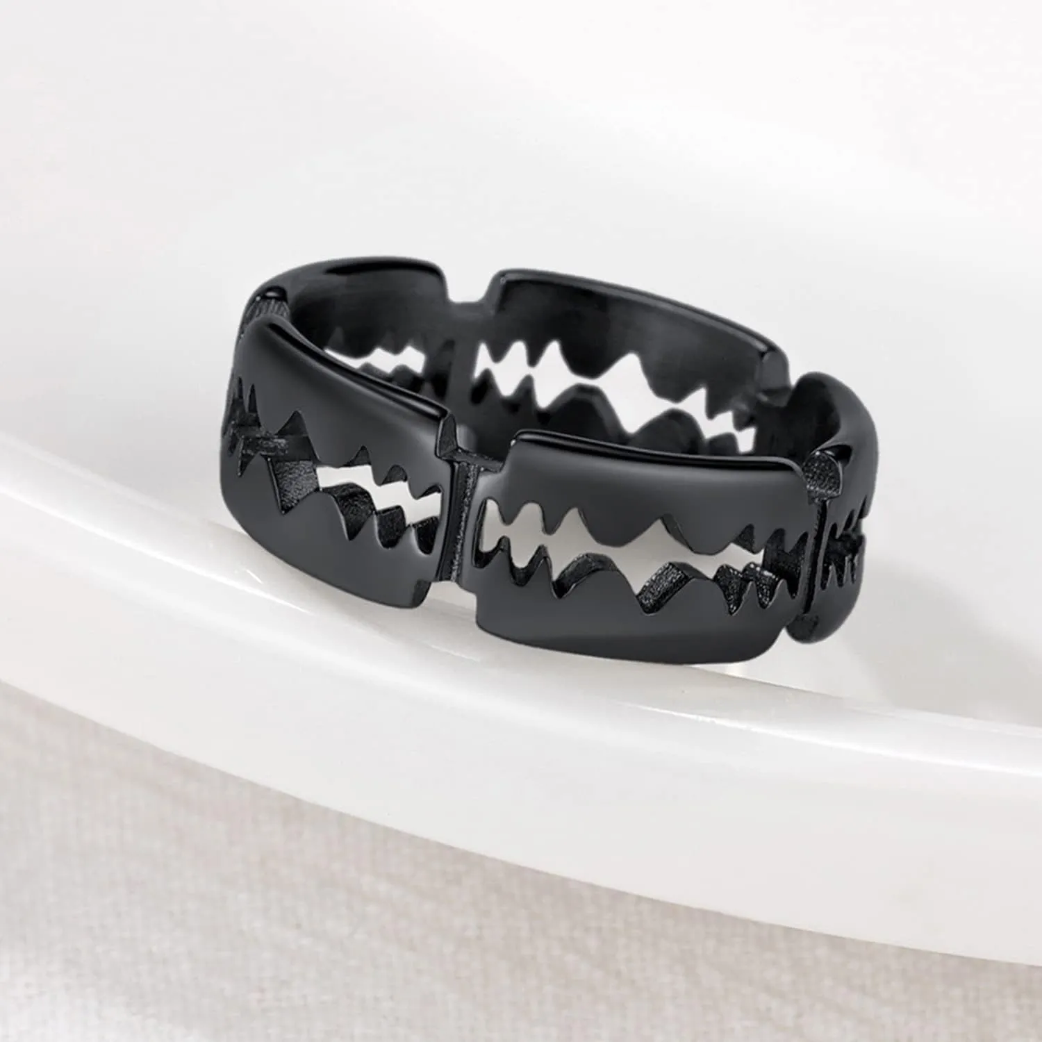 U7 Men's Punk Ring Stainless Steel Black Gold Color Signet Ring, Cool Costume Rings -with Gift Box