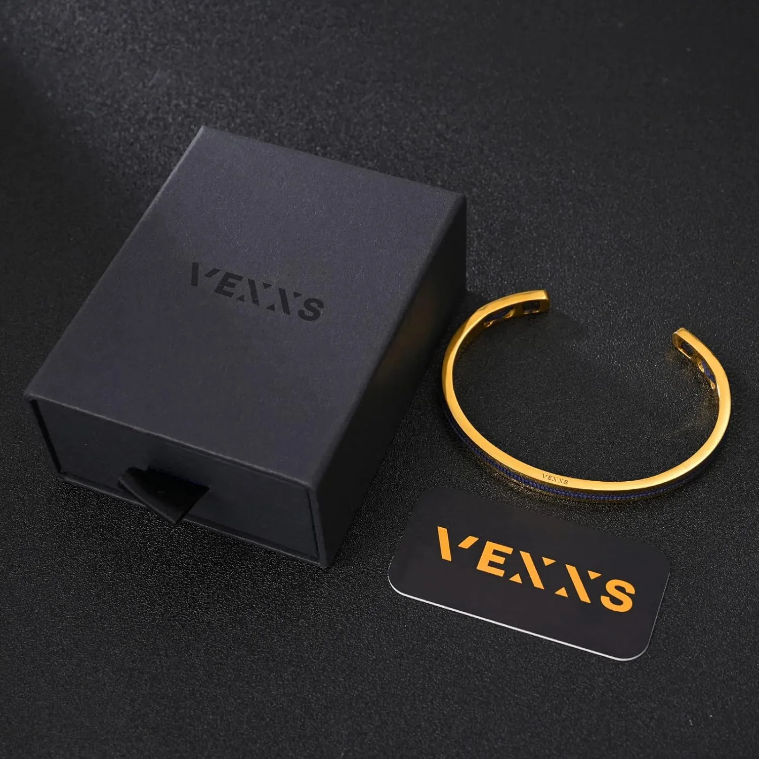 VEXXS Men's Cuff Bracelet, Cuff Bangle Bracelet With Lucky Braiding Ropes, 18K Real Gold Plated Bracelet for Men, Mens Gold Bracelet Durable No Color Fading Cuban Bracelet Classic Gift for Men