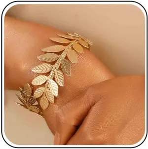 Vintage Leaf Bangle Bracelet Punk leaf Cuff Bracelet Gold Branch and Leaves Bangle Cuff Bracelet Open Leaf Bangle Cuff Bracelet for Women