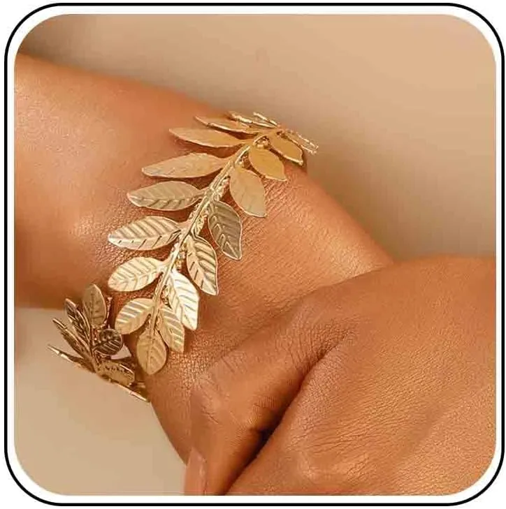Vintage Leaf Bangle Bracelet Punk leaf Cuff Bracelet Gold Branch and Leaves Bangle Cuff Bracelet Open Leaf Bangle Cuff Bracelet for Women