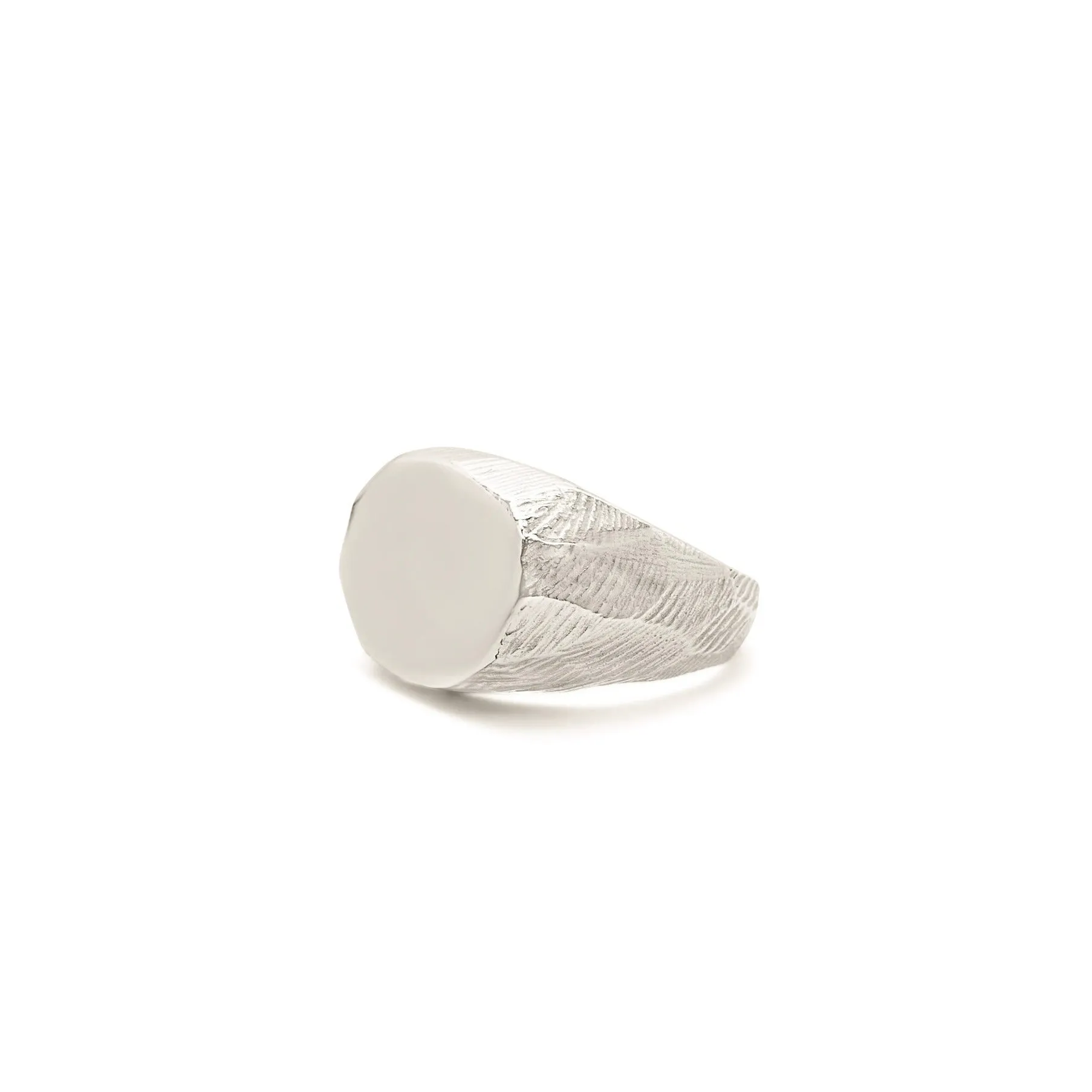 Wide Carved Signet Ring in Silver