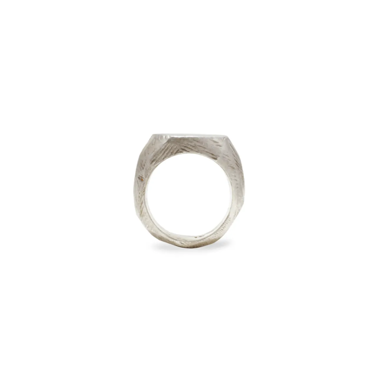 Wide Carved Signet Ring in Silver