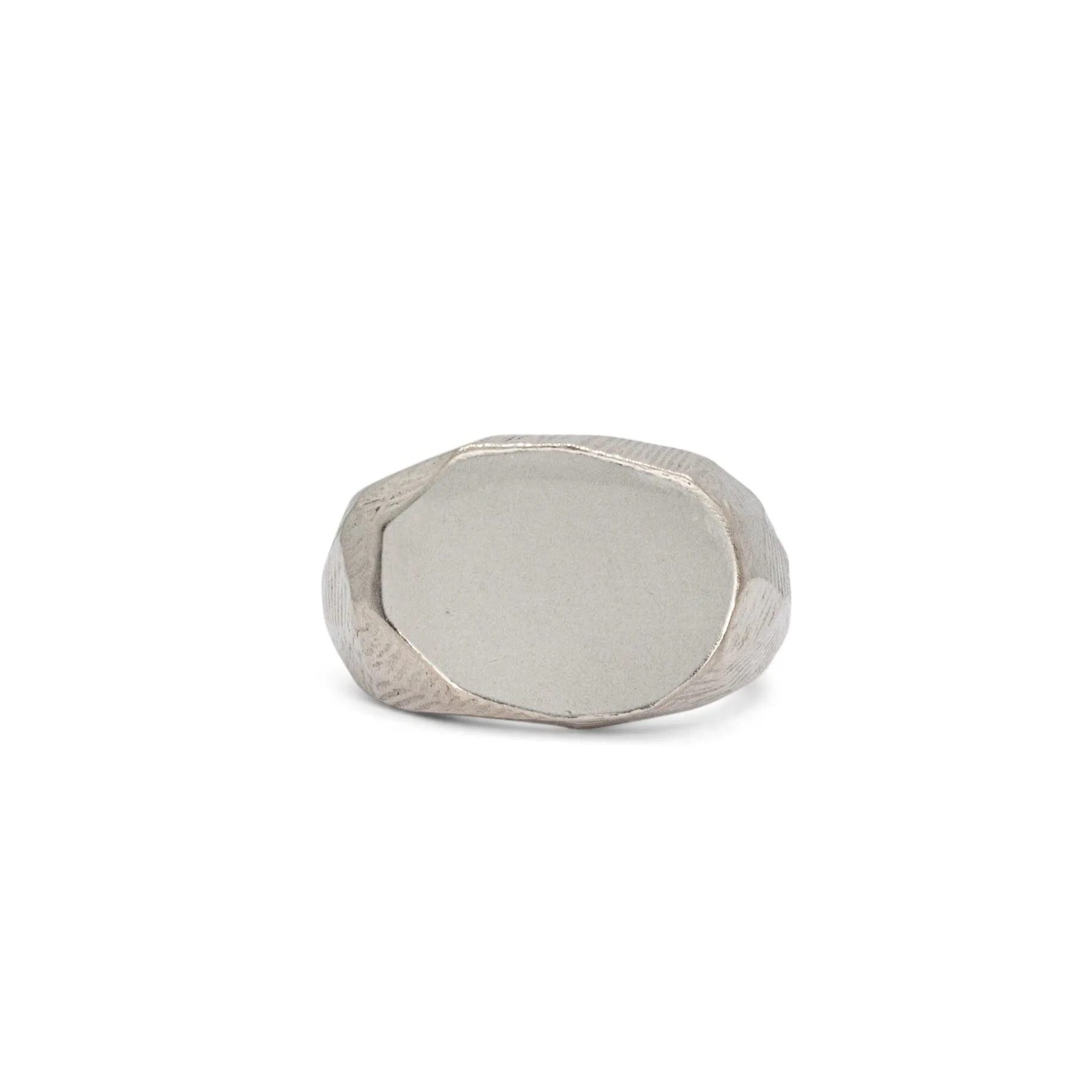 Wide Carved Signet Ring in Silver