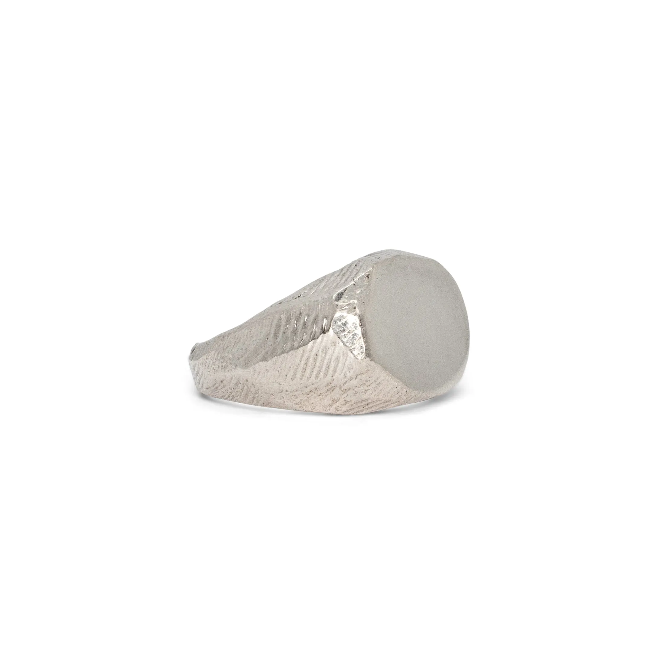 Wide Carved Signet Ring in Silver
