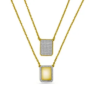 YELLOW PAVE DIAMONDS CHAIN SCAPULAR NECKLACE